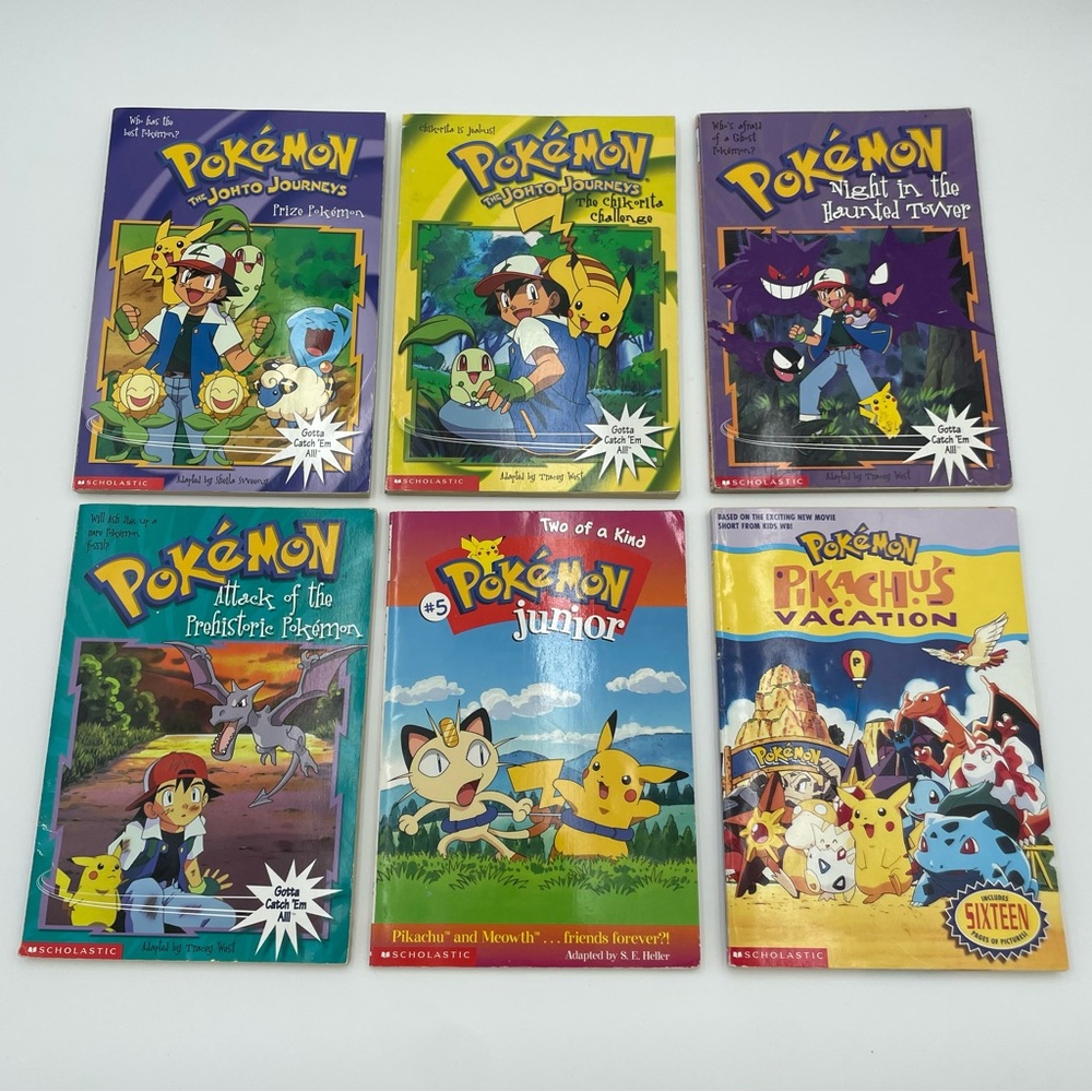 Vintage Pokémon Scholastic Book Lot - 6 Books - Ash, Pikachu, Johto Journeys